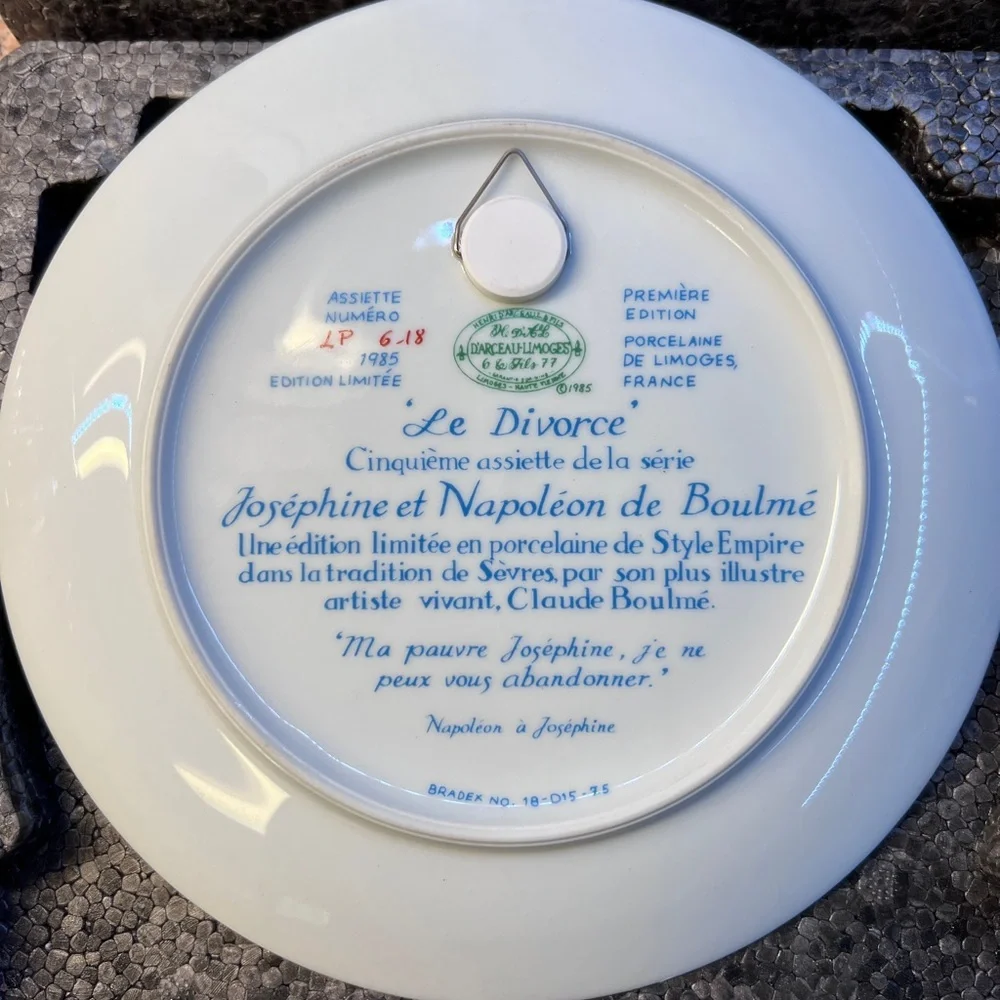 1985 French Limoges porcelain collector plate , Napoleon